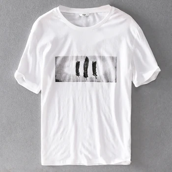 Naujas prekės ženklas lino marškinėliai vyrams mados vasaros white t-shirt vyrams atsitiktinis apvalios kaklo t shirts vyrų patogus marškinėlius vyrų camisa