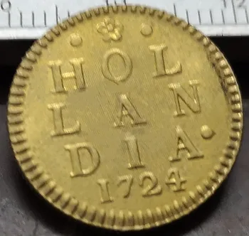 1724 Olandijos Respublika (Olandija) 2 Stuivers Aukso Kopijuoti Retos Monetos