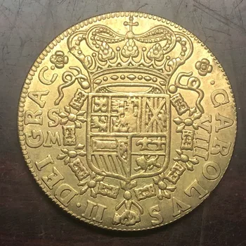 1699 Ispanija 8 Escudos - Carlos II Sevilijos Aukso Monetos Kopija