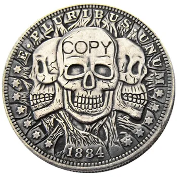 HB(09)JAV 1884-P-CC-TAIP, Morgan Doleris Kaukolės Skeletas, Zombie Sidabro Padengtą Kopijuoti Monetas