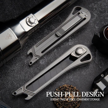 Titano naudingumas peilis lauko multi-funkcija įrankį peilį push-pull ištraukiama dėžutė peilis 18 mm pločio skustuvas aštrių ašmenų EDC įrankis
