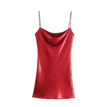 Nlzgmsj Za 2022 Suknelė Moterims Raudona Temperamentas Sexy Lady Diržas Backless Moteriška Šalis Mini Rankovių Suknelės Slim Suknelė 202111